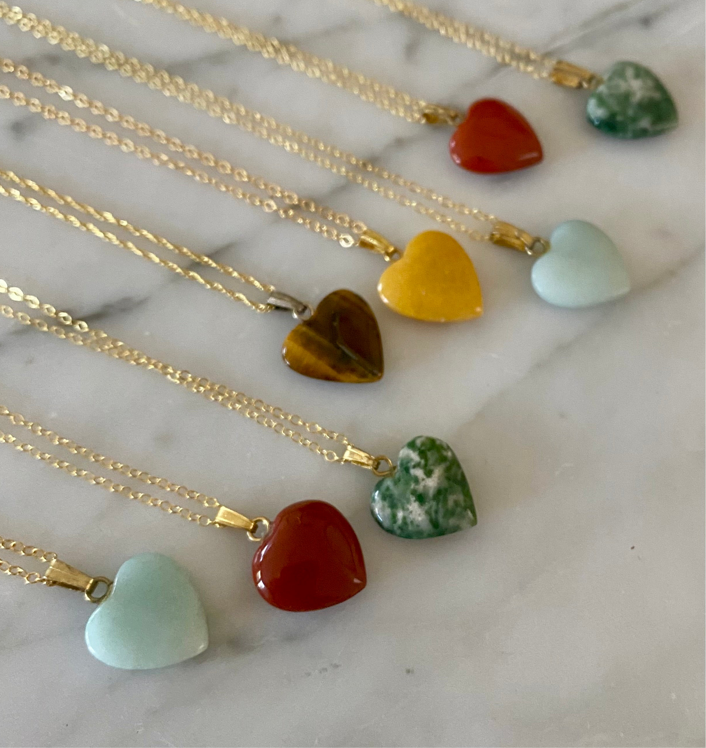 Gemstone Puff Heart Necklace