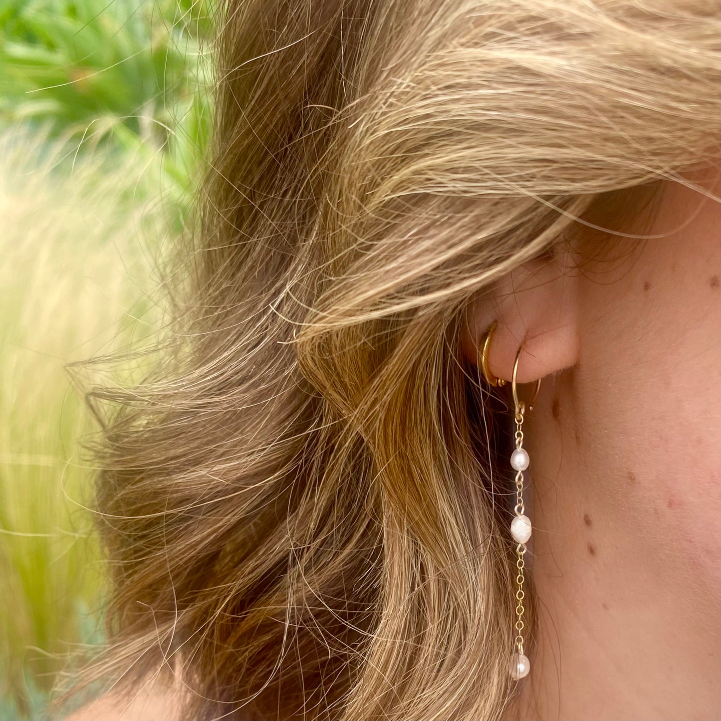 3 Pearl Chain Earring