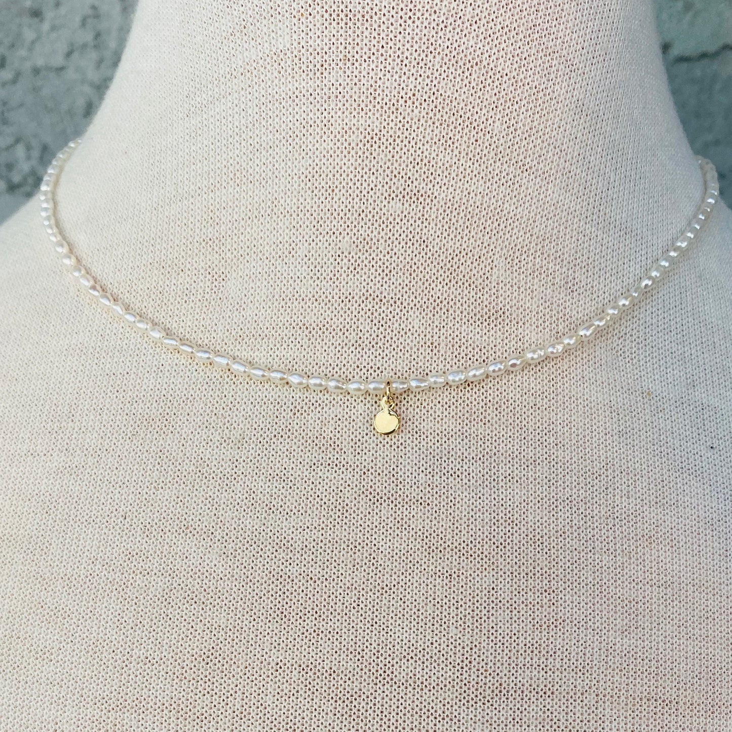 Tiny Rice Pearl Necklace